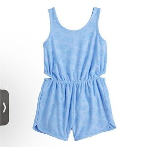 Girls Blue Towel Terry Butterfly Romper